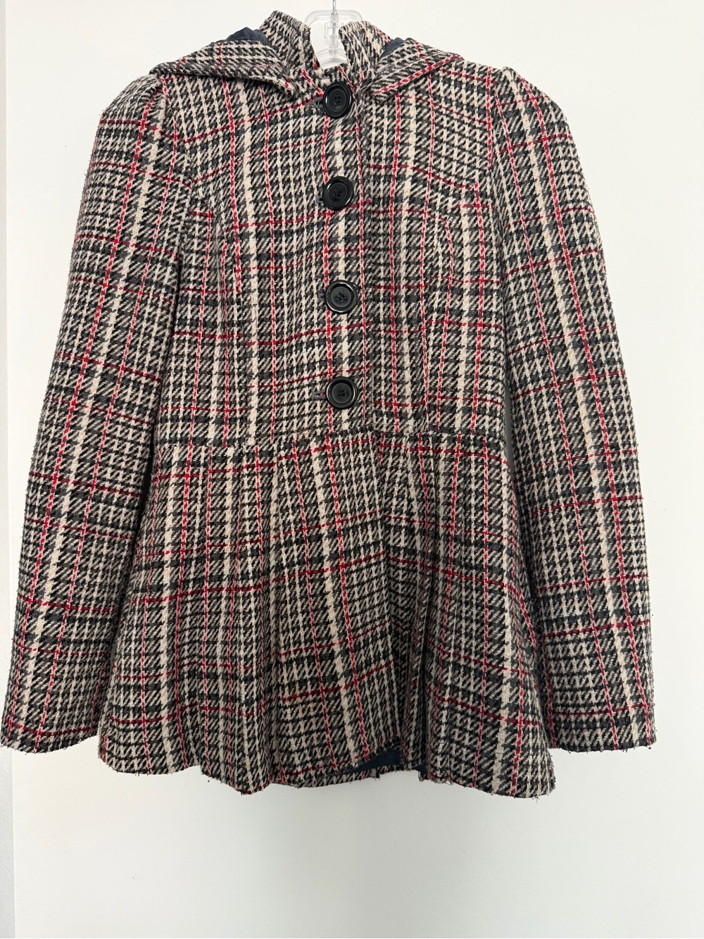 Vintage Inspired Plaid Swing Coat w/ Hood | Flying Tomato Small